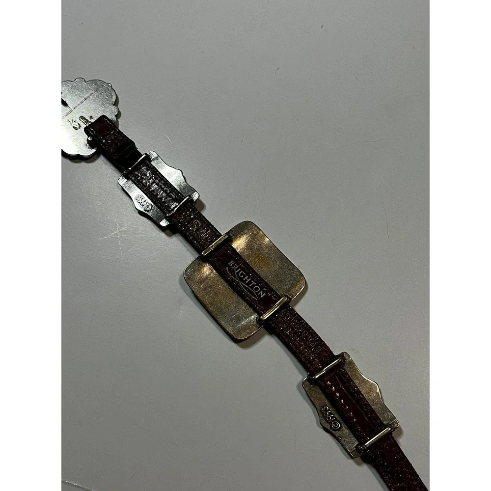 Brighton Concho Belt M Brown Leather Silver-Tone Medallion Western Vintage 1993